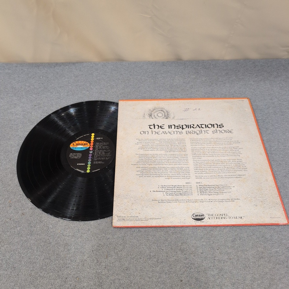 The Inspirations Heaven's Bright Shore Vinyl LP Canaan CAS-9806 Gospel - Picture 2 of 2